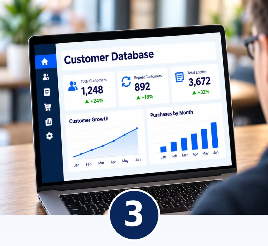 Step 3: Your customer database shows customer and purchase activity